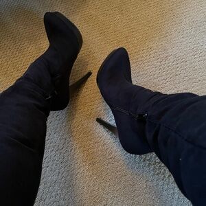 Sexy Bebe Black Thigh High Faux Suede Boots (8)